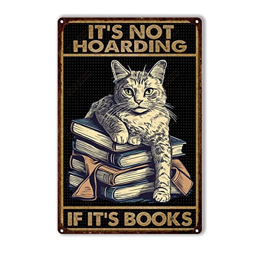 Bar-Blechschild Katze Metall Blechschild Drachenbuch It's Not Hoarding If It's Books Blechschild für Zuhause, Bar, Höhle, Wanddekoration, 20,3 x 30,5 cm, Blechschild Bar-Blechschild Katze Metall Blechschild Drachenbuch It's Not Hoarding If It's Books Blechschild für Zuhause, Bar, Höhle, Wanddekoration, 20,3 x 30,5 cm, Blechschild von FLFGIDD