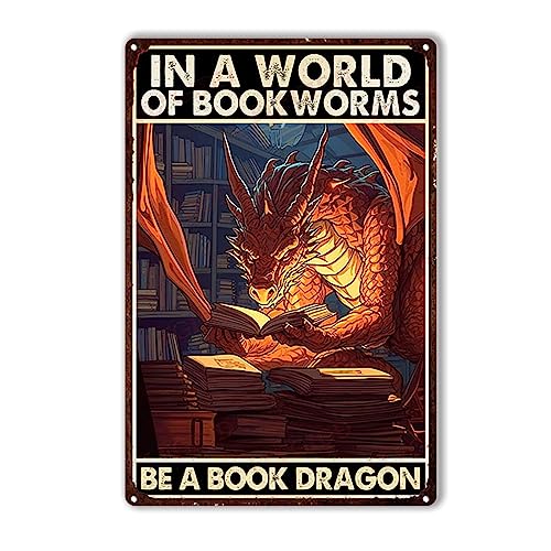 Blechschild in einer Welt voller Bücherwürmer Be a Book Drache, Wanddekoration für Zuhause, Küche, Bar, Terrasse, Zimmer, Garage, 20,3 x 30,5 cm, Blechschild Blechschild in einer Welt voller Bücherwürmer Be a Book Drache, Wanddekoration für Zuhause, Küche, Bar, Terrasse, Zimmer, Garage, 20,3 x 30,5 cm, Blechschild von FLFGIDD