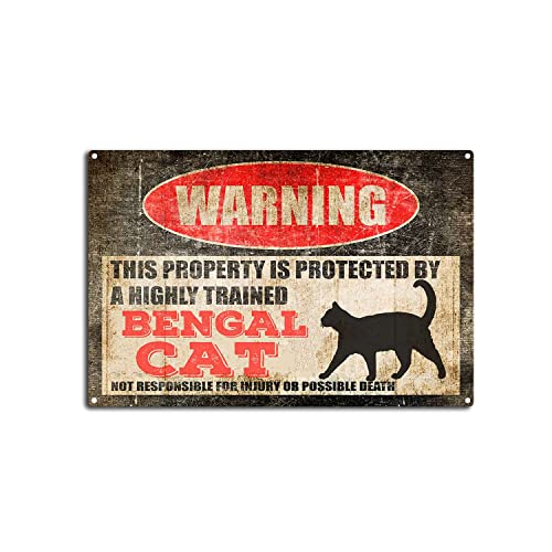 Blechschild mit Aufschrift "Warning This Property is Protected by a Highly Trained Bengal Cat", lustiges Aluminium-Warnschild für den Außenbereich, für Zuhause, Retro-Metall-Wandkunst, Dekoration, Blechschild mit Aufschrift "Warning This Property is Protected by a Highly Trained Bengal Cat", lustiges Aluminium-Warnschild für den Außenbereich, für Zuhause, Retro-Metall-Wandkunst, Dekoration, von FLFGIDD