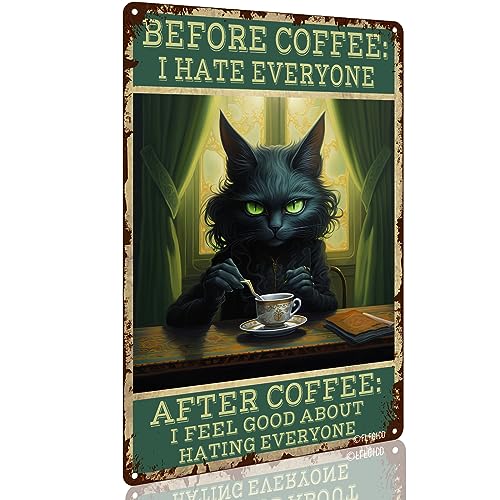 Vintage Cat Blechschild – Before Coffee I Hate Everyone After Coffee I Feel Good About Hating Everyone Black Cat Blechschilder für Café Bar Café Wanddekoration 20,3 x 30,5 cm Vintage Cat Blechschild – Before Coffee I Hate Everyone After Coffee I Feel Good About Hating Everyone Black Cat Blechschilder für Café Bar Café Wanddekoration 20,3 x 30,5 cm von FLFGIDD
