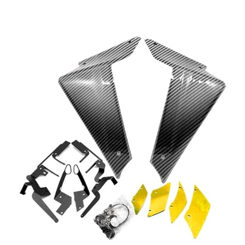 FLFHDUP Flügelspoiler Passend für Yamaha MT-09/SP 2021 2022 2023 Sport Downforce Naked Side Spoiler Aerodynamischer Flügelabweiser Motorrad Verkleidung(Carbon Look-Yellow) von FLFHDUP