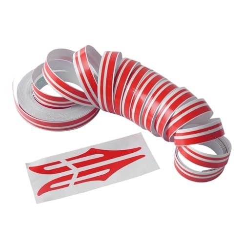 FLFHDUP Reflektierendes Klebeband 1 Rolle Mehrfarbig gestreifte Nadelstreifen Streamline Double Line Tape Auto Karosserie Aufkleber Vinyl Aufkleber Auto Dekoration Styling Reflektor(Red) von FLFHDUP
