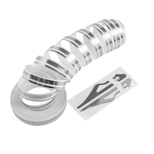 FLFHDUP Reflektierendes Klebeband 1 Rolle Mehrfarbig gestreifte Nadelstreifen Streamline Double Line Tape Auto Karosserie Aufkleber Vinyl Aufkleber Auto Dekoration Styling Reflektor(Silver Plating) von FLFHDUP