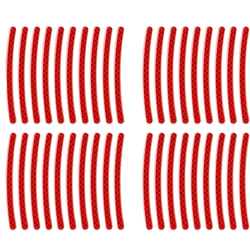 FLFHDUP Reflektierendes Klebeband 40Pcs Auto Reifen Felge Reflektierende Aufkleber Nacht Sicherheit Warnung Streifen Motorrad Fahrrad Auto Rad Reflektor Aufkleber Decals Reflektor(Red) von FLFHDUP