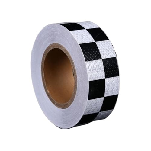 FLFHDUP Reflektierendes Klebeband 5 cm X 1 m Auto Reflektierende Aufkleber Honeycomb Plaid Sicherheitsmarkierung Warnreflexband Streifen Für Auto Fahrrad LKW Dekor Reflektor(Black White 5cmX1m) von FLFHDUP