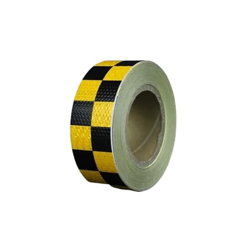 FLFHDUP Reflektierendes Klebeband 5 cm X 1 m Auto Reflektierende Aufkleber Honeycomb Plaid Sicherheitsmarkierung Warnreflexband Streifen Für Auto Fahrrad LKW Dekor Reflektor(Black Yellow 5cmX1m) von FLFHDUP