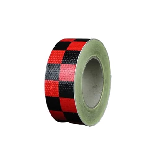 FLFHDUP Reflektierendes Klebeband 5 cm X 1 m Auto Reflektierende Aufkleber Honeycomb Plaid Sicherheitsmarkierung Warnreflexband Streifen Für Auto Fahrrad LKW Dekor Reflektor(Black red 5cmX1m) von FLFHDUP