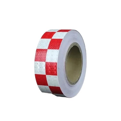 FLFHDUP Reflektierendes Klebeband 5 cm X 1 m Auto Reflektierende Aufkleber Honeycomb Plaid Sicherheitsmarkierung Warnreflexband Streifen Für Auto Fahrrad LKW Dekor Reflektor(Red White 5cmX1m) von FLFHDUP