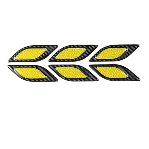 FLFHDUP Reflektierendes Klebeband 6 Teile/Satz Auto Reflektierende Carbon Fiber Stoßstange Streifen Sicherheit Warnband Aufkleber Auto Moto Außen Zubehör Reflektor(Yellow) von FLFHDUP