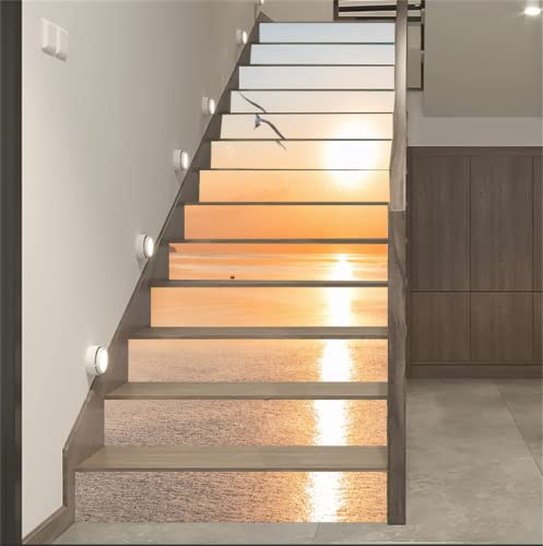 FLFK 13pcs Treppensteiger Aufkleber Abziehen und Aufkleben - 3D Möwe bei Sonnenuntergang Selbstklebende Treppe Aufkleber Dekor für Treppe Schritte Home Decor 39.37 "x7.09" von FLFK