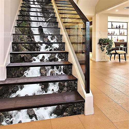 FLFK 15 stücke Wasserfall Treppen Aufsteher Aufkleber, 3D Selbstklebende Aufkleber Wand Home Decor Abnehmbare Aufkleber für Treppenhaus von FLFK