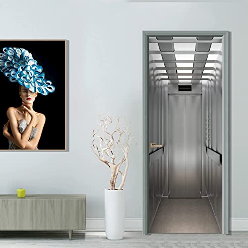 FLFK 3D Aufzug Türtapete selbstklebend Türposter Vinyl Entfernbar Türaufkleber Aufkleber Zuhause Dekor 77x200CM von FLFK