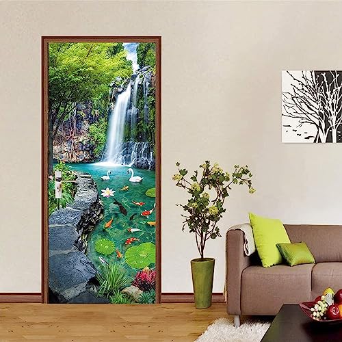 FLFK 3D Garten Landschaft Türtapete Wandbilder Selbstklebend Tür Poster Vinyl Entfernbar Mauer Aufkleber Zuhause Dekor 30.3Zoll x78.7 Zoll von FLFK