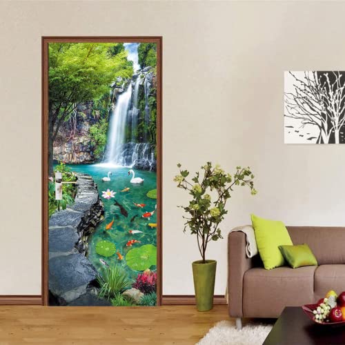 FLFK 3D Garten Landschaft Türtapete Wandbilder Selbstklebend Tür Poster Vinyl Entfernbar Mauer Aufkleber Zuhause Dekor 85X215CM von FLFK