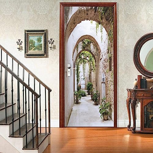 FLFK 3D Gewölbt Weg zu Gardens Türtapete Wandbilder Selbstklebend Tür Poster Vinyl Entfernbar Mauer Aufkleber Zuhause Dekor 77x200CM von FLFK