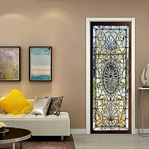 FLFK 3D Glasmalerei Türtapete selbstklebend Türposter Vinyl Entfernbar Türaufkleber Aufkleber Zuhause Dekor 85X215CM von FLFK