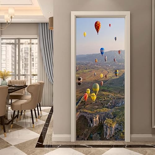 FLFK 3D Heißluftballon Türtapete Wandbilder Selbstklebend Tür Poster Vinyl Entfernbar Mauer Aufkleber Zuhause Dekor 77x200CM von FLFK