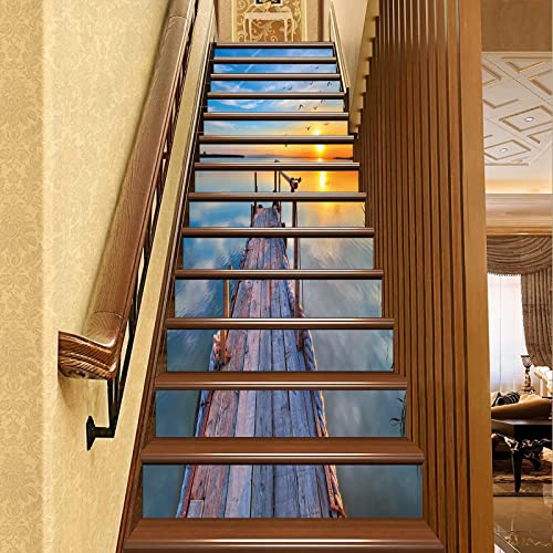FLFK 3D Sonnenuntergang Holz Brücke Seebrücke Selbstklebend treppen Aufkleber Wandmalerei Vinyl Treppe Steigleitung Abziehbilder 39.3Zoll x7.08Zoll x 13stücke FLFK 3D Sonnenuntergang Holz Brücke Seebrücke Selbstklebend treppen Aufkleber Wandmalerei Vinyl Treppe Steigleitung Abziehbilder 39.3Zoll x7.08Zoll x 13stücke von FLFK