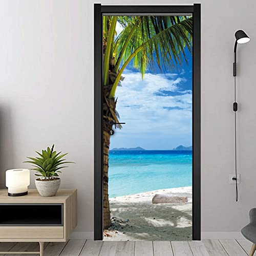 FLFK 3D Strand am Meer Türtapete selbstklebend Türposter Vinyl Entfernbar Türaufkleber Aufkleber Zuhause Dekor 85X215CM von FLFK