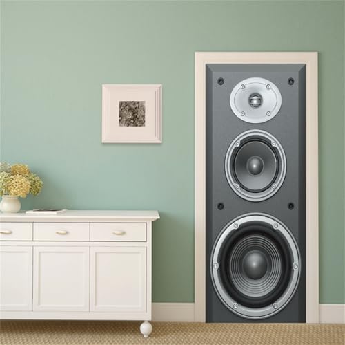 FLFK 3D Türtapete Selbstklebend TürPoster 77x200cm-Großer Lautsprecher Türaufkleber Abziehen und Aufkleben Mauer Aufkleber Zuhause Dekor(2 Stk/Set) von FLFK