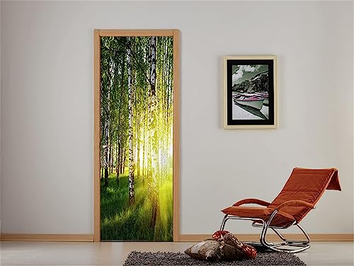 FLFK 3D Weiß Birke Baum Landschaft Türtapete Wandbilder Selbstklebend Tür Poster Vinyl Entfernbar Mauer Aufkleber Zuhause Dekor 30.3Zoll x78.7 Zoll von FLFK