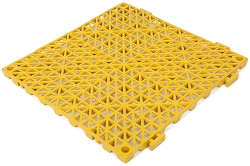 Ineinandergreifende Garagenbodenfliesen, PVC-Modulmatten, rutschfest und selbstentleerend, für Garage/Autowäsche/Werkstatt, abnehmbare Bodenfliesen, 30 x 30 x 1,5 cm, Gelb, 24 Stück von FLFLF