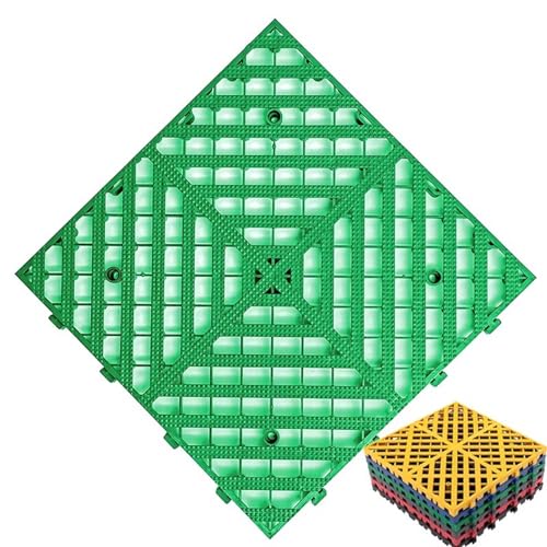 Ineinandergreifende Garagenbodenfliesen, robuste PVC-Modulfliesen, selbstentleerend, rutschfest, für Garage/Autowäsche/Werkstatt, herausnehmbare Bodenmatten, 40 x 40 x 3 cm, Grün, 4 Stück ≈ 0,6 ㎡ Ineinandergreifende Garagenbodenfliesen, robuste PVC-Modulfliesen, selbstentleerend, rutschfest, für Garage/Autowäsche/Werkstatt, herausnehmbare Bodenmatten, 40 x 40 x 3 cm, Grün, 4 Stück ≈ 0,6 ㎡ von FLFLF