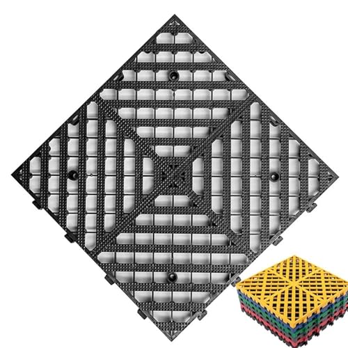 Ineinandergreifende Garagenbodenfliesen, robuste PVC-Modulfliesen, selbstentleerend, rutschfest, für Garage/Autowäsche/Werkstatt, herausnehmbare Bodenmatten, 40 x 40 x 3 cm, Schwarz, 8 Stück ≈ 1,3 ㎡ Ineinandergreifende Garagenbodenfliesen, robuste PVC-Modulfliesen, selbstentleerend, rutschfest, für Garage/Autowäsche/Werkstatt, herausnehmbare Bodenmatten, 40 x 40 x 3 cm, Schwarz, 8 Stück ≈ 1,3 ㎡ von FLFLF