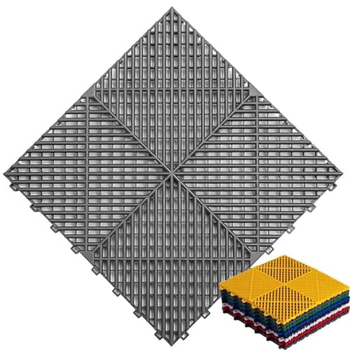 Ineinandergreifende PVC-Bodenfliesen, selbstentleerende Matten für Garage und Autowäsche, strapazierfähiger, modularer Bodenbelag, 40 x 40 x 1,8 cm, Grau, 4 Stück ≈ 0,6 ㎡ Ineinandergreifende PVC-Bodenfliesen, selbstentleerende Matten für Garage und Autowäsche, strapazierfähiger, modularer Bodenbelag, 40 x 40 x 1,8 cm, Grau, 4 Stück ≈ 0,6 ㎡ von FLFLF
