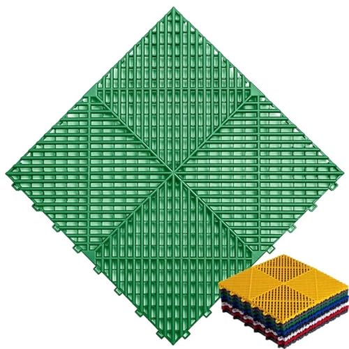 Ineinandergreifende PVC-Bodenfliesen, selbstentleerende Matten für Garage und Autowäsche, strapazierfähiger, modularer Bodenbelag, 40 x 40 x 1,8 cm, Grün, 4 Stück ≈ 0,6 ㎡ Ineinandergreifende PVC-Bodenfliesen, selbstentleerende Matten für Garage und Autowäsche, strapazierfähiger, modularer Bodenbelag, 40 x 40 x 1,8 cm, Grün, 4 Stück ≈ 0,6 ㎡ von FLFLF