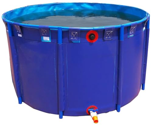 Zusammenklappbarer PVC-Fischteich – rund, verdickter Außenpool mit Halterung, schnelle Einrichtung für Koi-Anbau und Wassergarten, 1,2 x 1 m x T x H von FLFLF