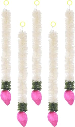 FLFWLASS 14 Zoll Strings Jasmin Girlande Toran mit Lotusknospen für Pooja Dekoration Künstliche Mogra Jasmin Girlande Wandbehang für Varalakshmi Puja Diwali Dekorationen für Zuhause (4), Weiß von FLFWLASS