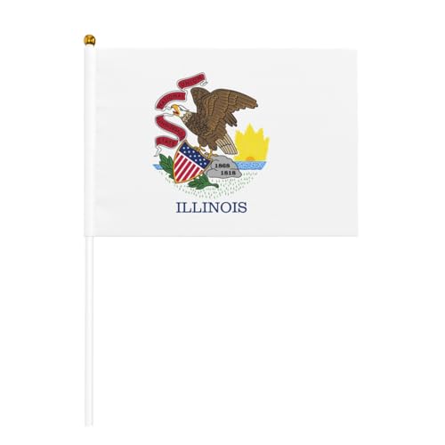 Illinois State Flag Sticks Mini Small Hand Held with Poles for National Day Parade Sports Party Decorations Illinois State Flag Sticks Mini Small Hand Held with Poles for National Day Parade Sports Party Decorations von FLGHJNBJN
