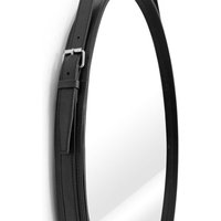 Runder Wandspiegel mit verstellbarer Lederband in Schwarz Ø60 - Schwarz von FLHF
