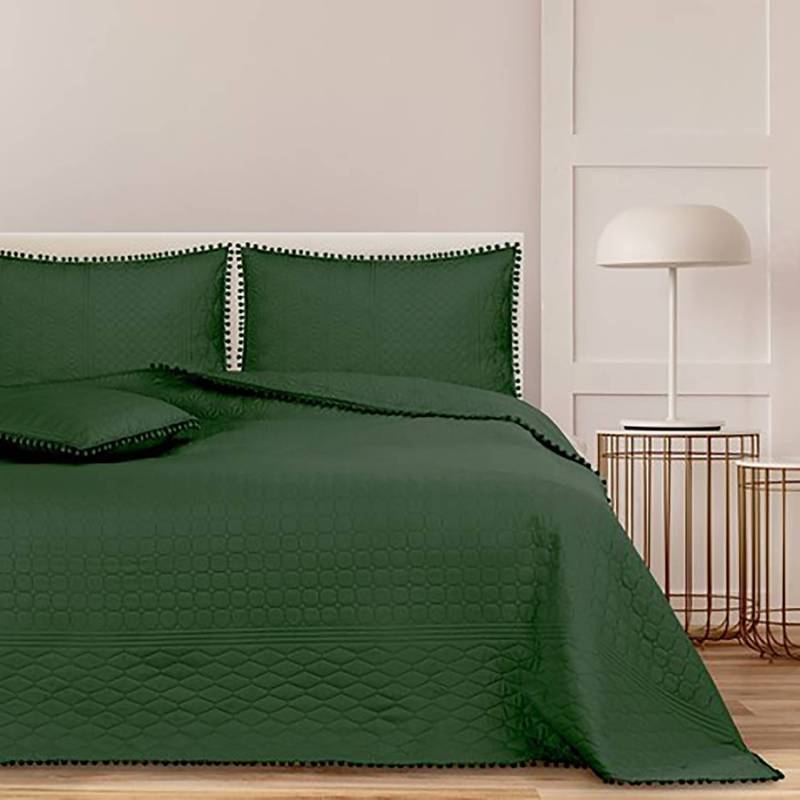 home24 Tagesdecke 170 x 270cm Grün/Dunkelgrün Polyester von home24