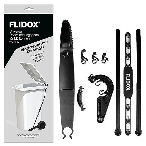 FLIDOX Verstellbares Pedal für Mülltonnen [VIDEO] für hygienische & handfreie Abfallentsorgung - schwarz - passend für Müllbehälter von 60l bis 240l - Haushalt Gadgets & Amazon Home must haves von FLIDOX