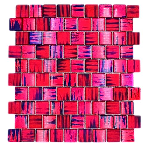 Mosaikfliese Glas Glasmosaik Neon 28,6x31,8 cm Bad Dusche Küche Theke (Mosaikstein: 3x3 cm) (Pink) von FLIESENProfi.de