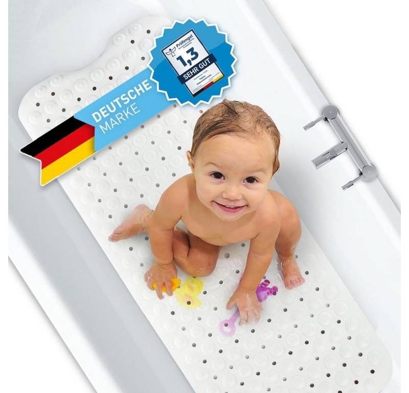 FLIPLINE® Badematte, 1x Flipline Badematte TPE-01 W, TPE, sicherer Halt Badewanne Dusche von FLIPLINE®