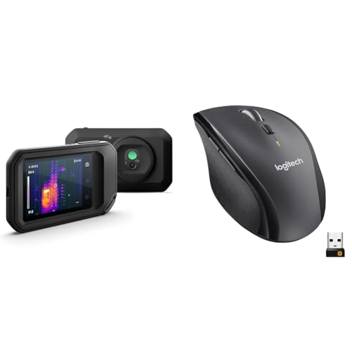 FLIR C5 & Logitech M705 Marathon Kabellose Maus, 2,4 GHz mit USB-Unifying-Empfänger, 1000 DPI, 5 programmierbare Tasten, 3-Jahres-Batterie, Kompatibel mit PC, Mac, Laptop und Chromebook - Grau von FLIR