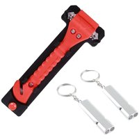 2-in-1-Notfall-Autohammer, Scheibenbrecher, Gurtschneider, Kfz-Notfallset mit 2 Schiedsrichterpfeifen 2-in-1-Notfall-Autohammer, Scheibenbrecher, Gurtschneider, Kfz-Notfallset mit 2 Schiedsrichterpfeifen von FLITI