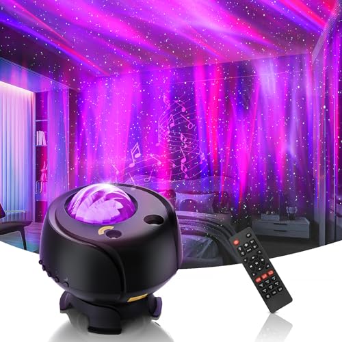 FLITI Der größte Abdeckungsbereich Sternenhimmel Projektor,Led Polarlicht Lampe mit 15 Kombinationen,60 Lichteffekte,Ferngesteuertes Nachtlicht mit Bluetooth-Lautsprecher,Timer von FLITI