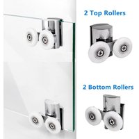 Fliti - Duschtürrollen, 23 mm Räder oben oder unten, Schiebetür für Dusche für Badezimmerkabinen-Glastür (23 mm/2 oben + 2 unten) von FLITI