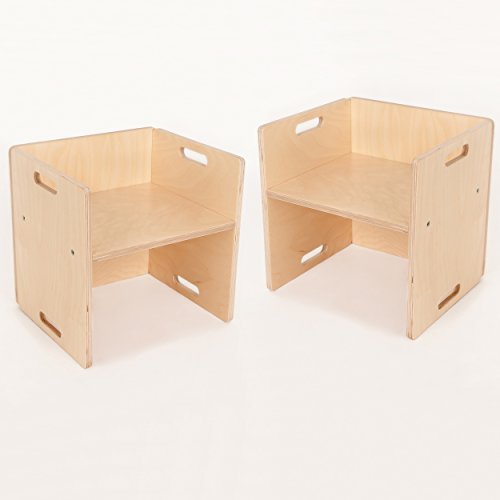 FLIXi Kindermöbel – 2 Kinderstühle im Set - Sitzgruppe aus Holz – mitwachsende Möbel mit Wendehocker – aus Birken-Multiplexholz von FLIXi