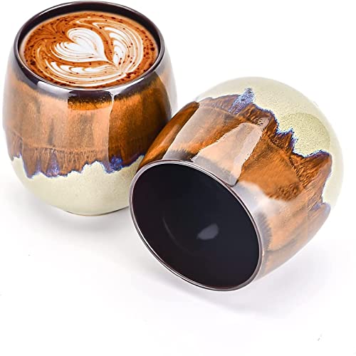 FLJZCZM Keramik-Espressotassen aus Keramik, Ofenwechsel, kleine Espresso-Kaffeetasse, Spirituosen, Verkostungsbecher, Keramiktasse (2 x 3,52 ml, gelb) von FLJZCZM