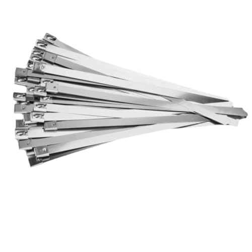 50 Stück Metall-Korrosionskabelbinder 304 Stahl Mehrzweckbinder Kabel für Boot/Outdoor selbstsichernd von FLKWOP