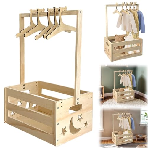 Baby-Shower-Kistenschrank mit 5 Kleiderbügeln aus Holz, dekorativer Korb, Aufbewahrungskiste mit Kleiderstange, Kleiderständer für frischgebackene Eltern, Geschenke 2025 Baby-Shower-Kistenschrank mit 5 Kleiderbügeln aus Holz, dekorativer Korb, Aufbewahrungskiste mit Kleiderstange, Kleiderständer für frischgebackene Eltern, Geschenke 2025 von FLKWOP