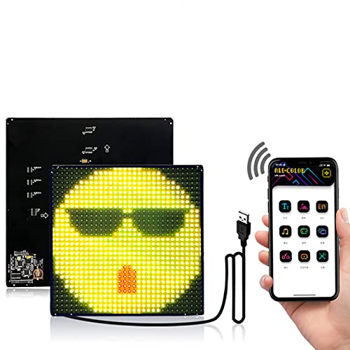 Bluetooth-App-gesteuertes LED-Schild, Bluetooth-APP-gesteuertes 64 * 64 Auflösung Auto Vollfarb-LED-Display Ausdrucksbildschirm-Panel für Autoladen Festliche Desktop-Dekoration von FLNOZAMZ