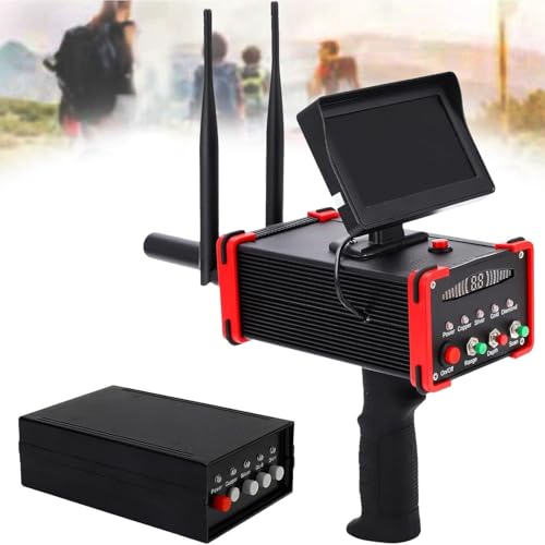 FLNOZAMZ Professioneller unterirdischer Metalldetektor mit HD-Bildschirm, Einstellbarer Tiefe 1-16 m und Suchbereich 1-99 m für die Exploration von Gold, Silber, Diamant und Kupfer (Red) von FLNOZAMZ