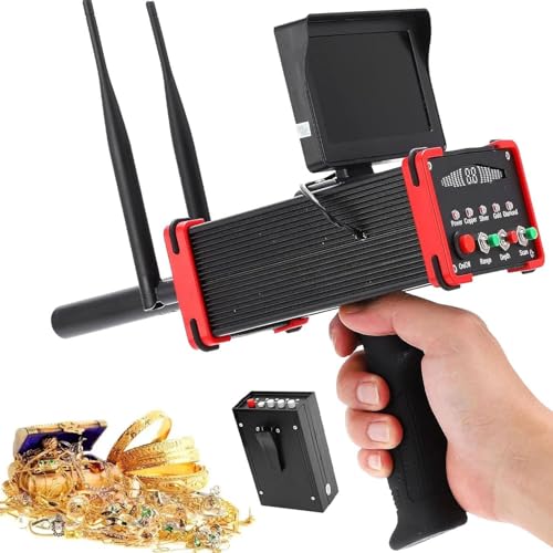 FLNOZAMZ Unterirdischer Metalldetektor mit HD-Bildschirm, professionell für Sicherheitskontrollen, Archäologie und Mineralienexploration (Red) von FLNOZAMZ