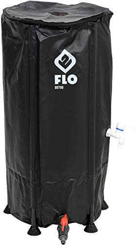 FLO Faltbare Regentonne mit Hahn, Filter und Überlaufschutz, Volumen 100 Liter, massives PVC, stabile Füße, Ø40 x 78 cm, UV-resistent, Wassertonne Regenwasser Tank Fass Regenfass Zisterne von FLO